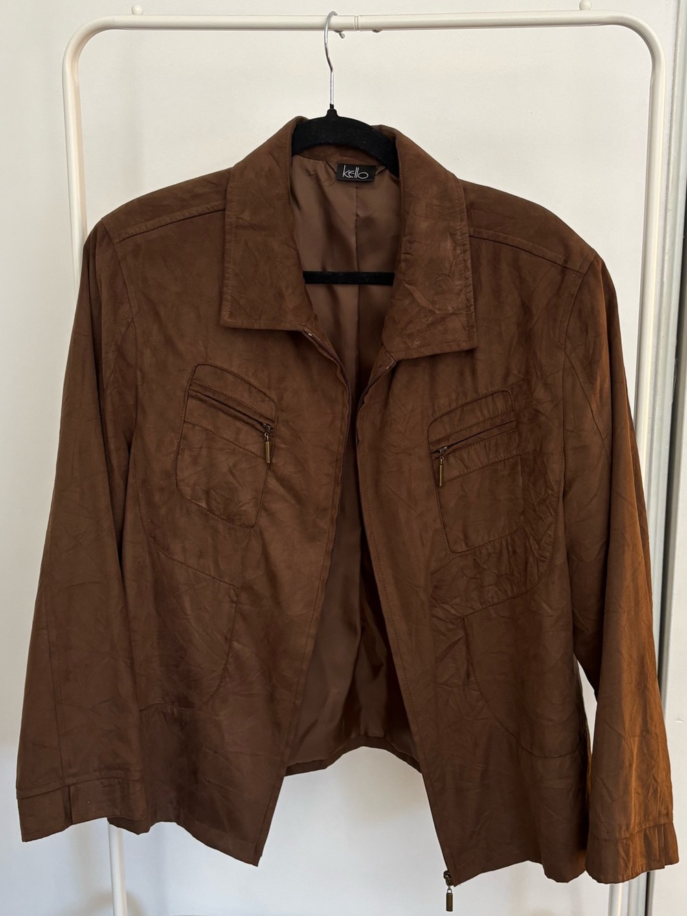 kello | Women's Brown Suede-Style Zip Jacket